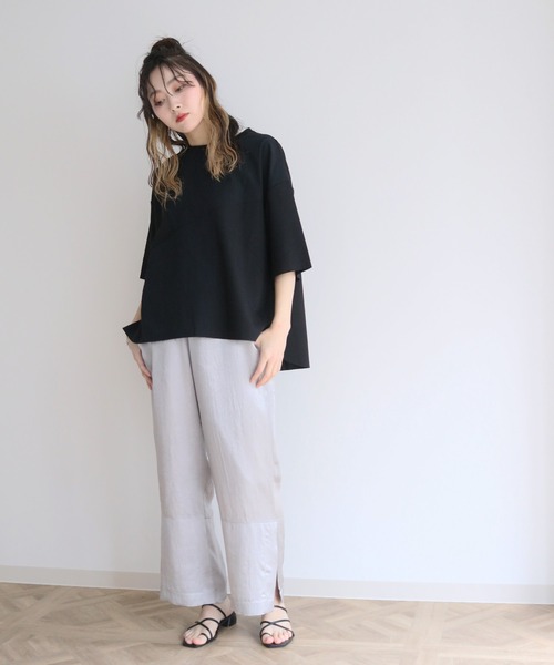 Lant Kalte（ラントカルテ）の「【Lant Kalte】カット×タイプライタードッキングプルオーバー（Tシャツ/カットソー・レディース・オフホワイト/ブラック/グレイッシュベージュ・M）」の2枚目の写真