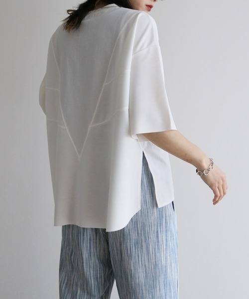 Lant Kalte（ラントカルテ）の「【Lant Kalte】カット×タイプライタードッキングプルオーバー（Tシャツ/カットソー・レディース・オフホワイト/ブラック/グレイッシュベージュ・M）」の8枚目の写真