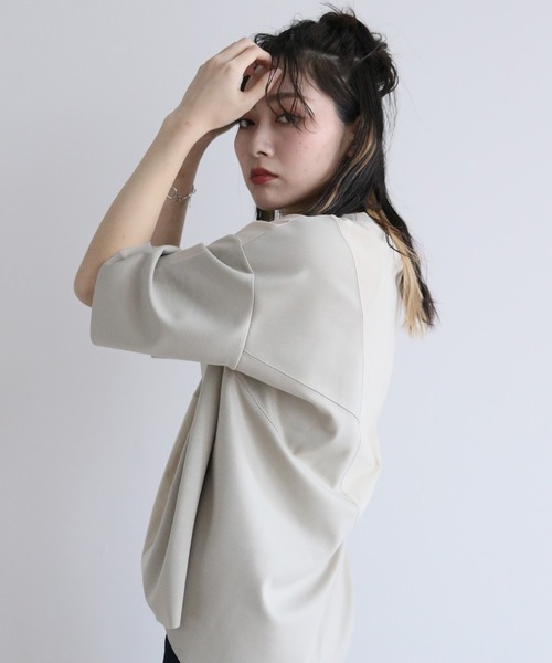 Lant Kalte（ラントカルテ）の「【Lant Kalte】カット×タイプライタードッキングプルオーバー（Tシャツ/カットソー・レディース・オフホワイト/ブラック/グレイッシュベージュ・M）」の5枚目の写真