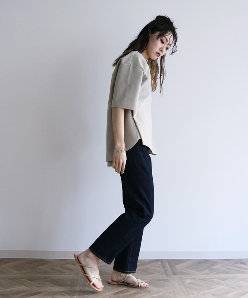 Lant Kalte（ラントカルテ）の「【Lant Kalte】カット×タイプライタードッキングプルオーバー（Tシャツ/カットソー・レディース・オフホワイト/ブラック/グレイッシュベージュ・M）」の14枚目の写真