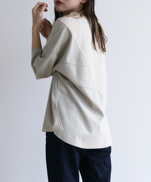 Lant Kalte（ラントカルテ）の「【Lant Kalte】カット×タイプライタードッキングプルオーバー（Tシャツ/カットソー・レディース・オフホワイト/ブラック/グレイッシュベージュ・M）」の7枚目の写真