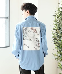 TopIsm | 【2021 SPRING】 バック転写プリントビッグシルエットドロップショルダーロング丈長袖オープンカラーシャツ(シャツ/ブラウス)