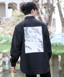 TopIsm | 【2021 SPRING】 バック転写プリントビッグシルエットドロップショルダーロング丈長袖オープンカラーシャツ(シャツ/ブラウス)
