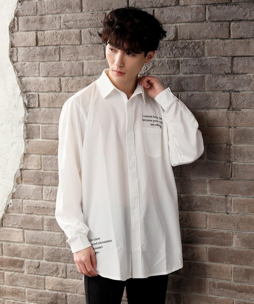 TopIsm（トップイズム）の「バックプリント ビッグシルエットロング丈オープンカラーシャツ（シャツ/ブラウス・メンズ・ブラック/オフホワイト/サックスブルー・LL/M/L）」の12枚目の写真