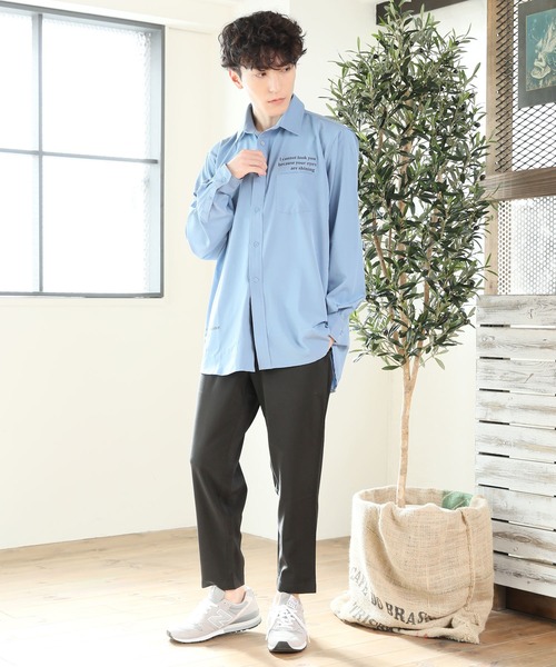 TopIsm（トップイズム）の「バックプリント ビッグシルエットロング丈オープンカラーシャツ（シャツ/ブラウス・メンズ・ブラック/オフホワイト/サックスブルー・LL/M/L）」の5枚目の写真