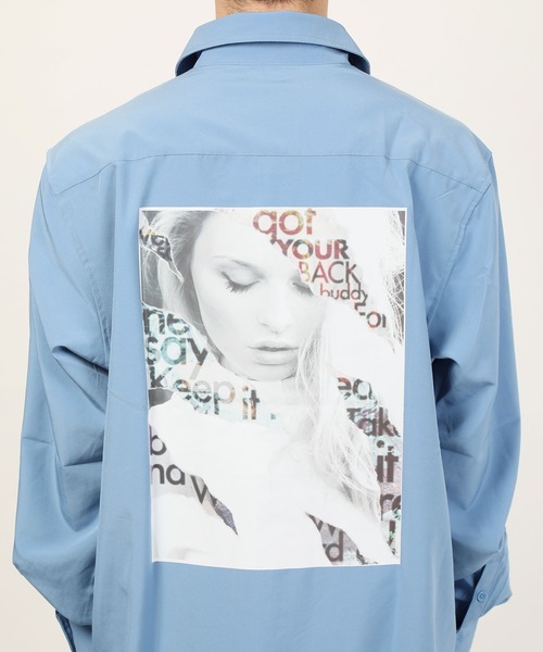 TopIsm（トップイズム）の「バックプリント ビッグシルエットロング丈オープンカラーシャツ（シャツ/ブラウス・メンズ・ブラック/オフホワイト/サックスブルー・LL/M/L）」の17枚目の写真