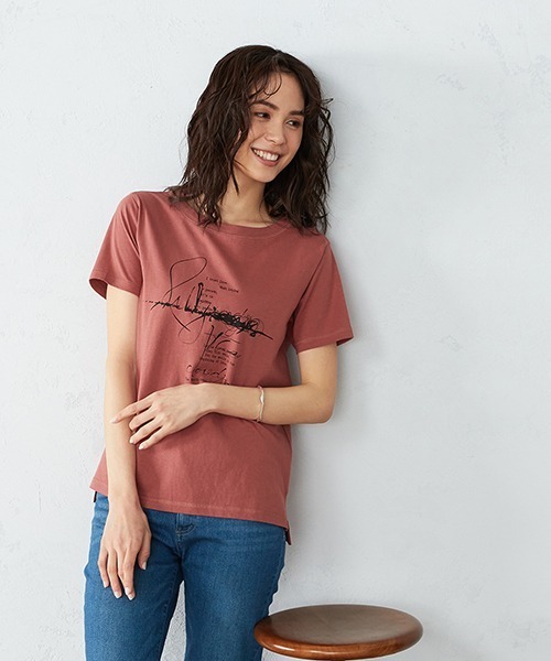 COMME CA ISM(コムサイズム)の「《コットン》 クルーネック プリントTシャツ(Tシャツ/カットソー・レディース・ホワイト/ローズ/カーキ/ブラック・SMALL/MEDIUM/LARGE)」の7枚目の写真