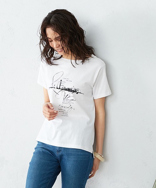 COMME CA ISM(コムサイズム)の「《コットン》 クルーネック プリントTシャツ(Tシャツ/カットソー・レディース・ホワイト/ローズ/カーキ/ブラック・SMALL/MEDIUM/LARGE)」の21枚目の写真