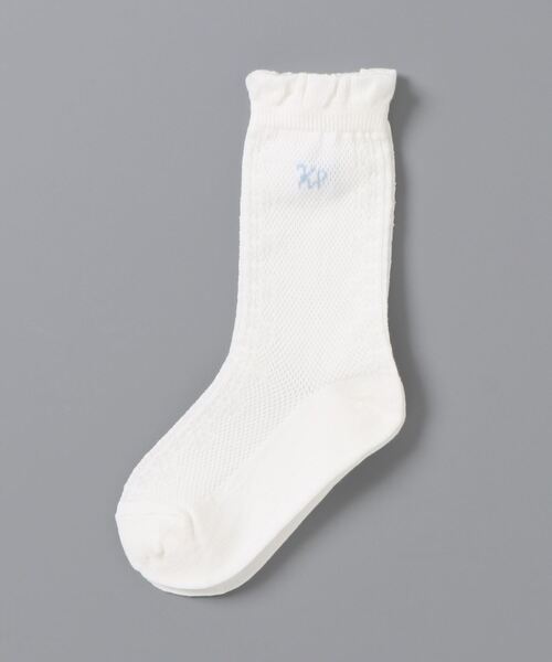 KP DECO（ケーピーデコ）の「綿糸のレース柄透かし編みクルーソックス（ソックス/靴下・キッズ・オフホワイト/ピンク/ブルー系その他・22cm/16cm/18cm/20cm）」の2枚目の写真