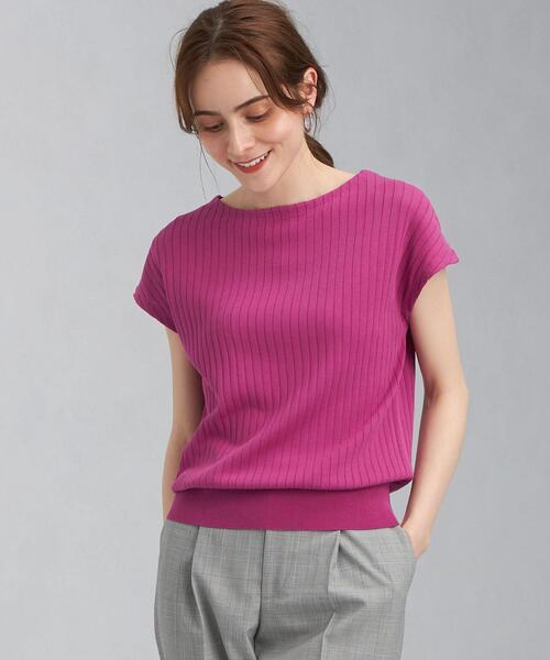 green label relaxing（グリーンレーベルリラクシング）の「[ 手洗い可能 ] CB ワイド リブ フレンチ スリーブ プルオーバー ニット（ニット/セーター・レディース・ピンク/ブラウン/ベージュ・FREE）」の3枚目の写真