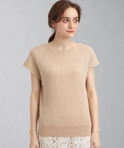 green label relaxing（グリーンレーベルリラクシング）の「[ 手洗い可能 ] CB ワイド リブ フレンチ スリーブ プルオーバー ニット（ニット/セーター・レディース・ピンク/ブラウン/ベージュ・FREE）」の4枚目の写真