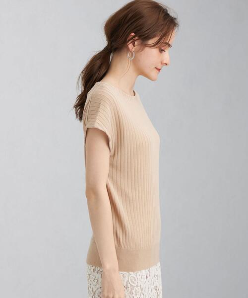 green label relaxing（グリーンレーベルリラクシング）の「[ 手洗い可能 ] CB ワイド リブ フレンチ スリーブ プルオーバー ニット（ニット/セーター・レディース・ピンク/ブラウン/ベージュ・FREE）」の5枚目の写真