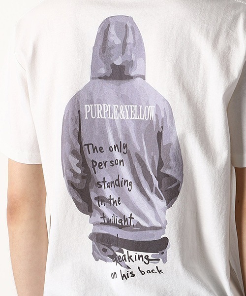 Purple&Yellow（パープルアンドイエロー）の「バックプリント　ラウンドTシャツ（Tシャツ/カットソー・メンズ・ブラック/ホワイト・LARGE/SMALL/MEDIUM/X-LARGE）」の5枚目の写真