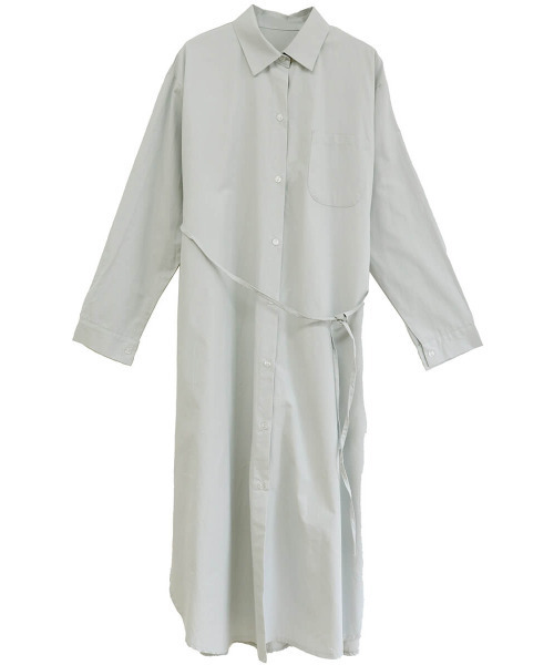 ISOOK（アイスー）の「Side slit shirt one-piece / サイドスリットシャツワンピース（シャツワンピース・レディース・ライトブルー/ライトベージュ/ホワイト・FREE）」の14枚目の写真