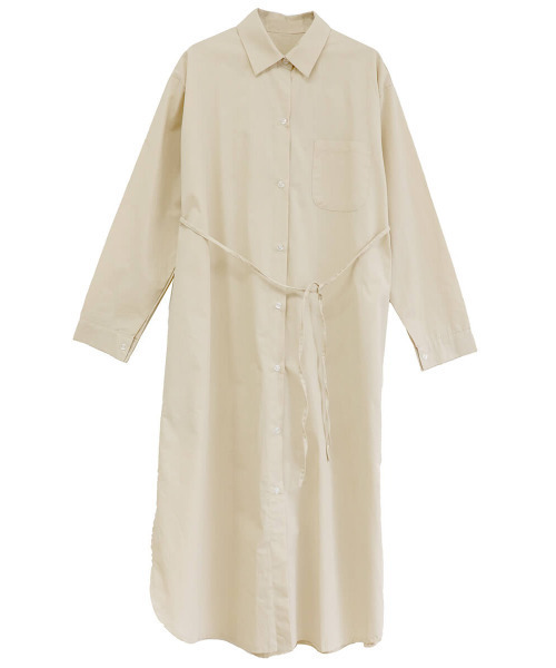 ISOOK（アイスー）の「Side slit shirt one-piece / サイドスリットシャツワンピース（シャツワンピース・レディース・ライトブルー/ライトベージュ/ホワイト・FREE）」の8枚目の写真