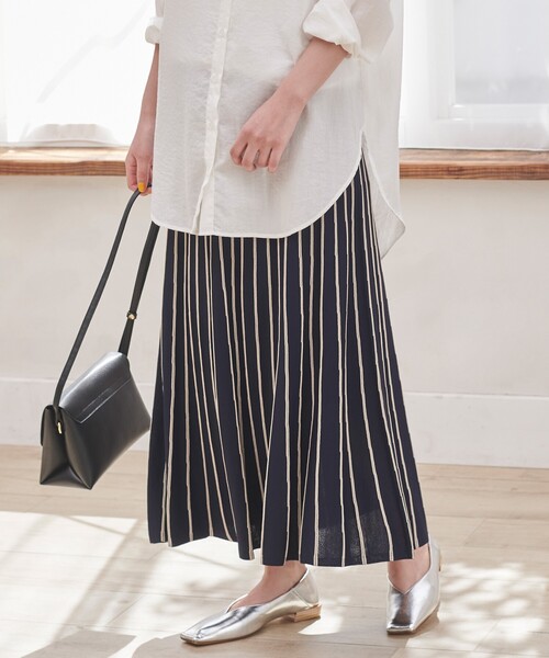 grove（グローブ）の「◆【UVカット】柔らかドライタッチタック編みニットスカート（スカート・レディース・ネイビー/イエロー系2/ブルー系2/ネイビー系2/パープル系1/ブルー系7/ベージュ系その他6・01/03/04/05/02）」の3枚目の写真