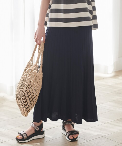 grove（グローブ）の「◆【UVカット】柔らかドライタッチタック編みニットスカート（スカート・レディース・ネイビー/イエロー系2/ブルー系2/ネイビー系2/パープル系1/ブルー系7/ベージュ系その他6・01/03/04/05/02）」の2枚目の写真