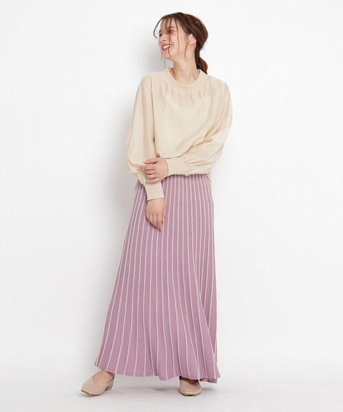 grove（グローブ）の「◆【UVカット】柔らかドライタッチタック編みニットスカート（スカート・レディース・ネイビー/イエロー系2/ブルー系2/ネイビー系2/パープル系1/ブルー系7/ベージュ系その他6・01/03/04/05/02）」の21枚目の写真