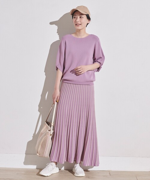 grove（グローブ）の「◆【UVカット】柔らかドライタッチタック編みニットスカート（スカート・レディース・ネイビー/イエロー系2/ブルー系2/ネイビー系2/パープル系1/ブルー系7/ベージュ系その他6・01/03/04/05/02）」の9枚目の写真