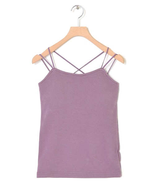 w closet（ダブルクローゼット）の「テレコカップ付きバッククロスキャミソール（キャミソール・レディース・ブラック/オフホワイト/グレイッシュベージュ/グレー系1/ブラウン/パープル・FREE）」の6枚目の写真