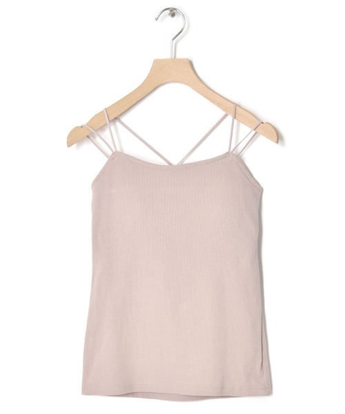 w closet（ダブルクローゼット）の「テレコカップ付きバッククロスキャミソール（キャミソール・レディース・ブラック/オフホワイト/グレイッシュベージュ/グレー系1/ブラウン/パープル・FREE）」の5枚目の写真