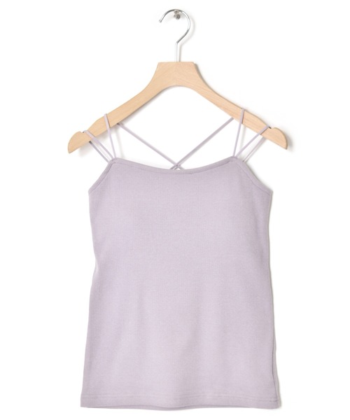 w closet（ダブルクローゼット）の「テレコカップ付きバッククロスキャミソール（キャミソール・レディース・ブラック/オフホワイト/グレイッシュベージュ/グレー系1/ブラウン/パープル・FREE）」の13枚目の写真