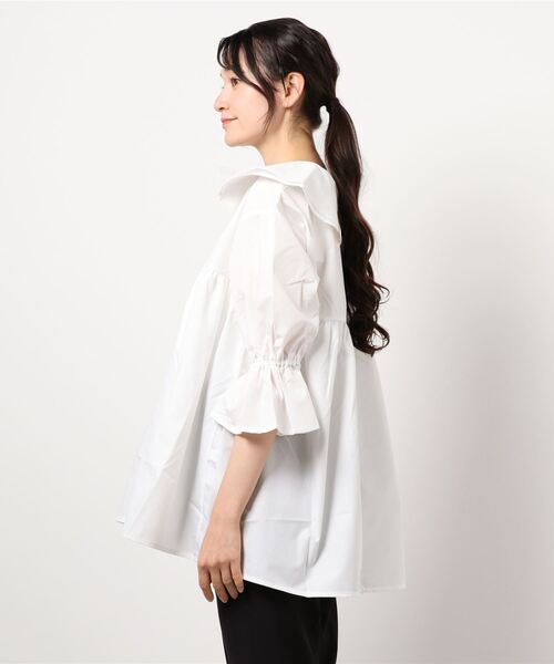 Wefst（ウェスト）の「【Wefst】T/Cブロードビッグカラーブラウス（シャツ/ブラウス・レディース・ブラック/オフホワイト/ライトベージュ・FREE）」の4枚目の写真