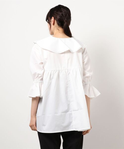 Wefst（ウェスト）の「【Wefst】T/Cブロードビッグカラーブラウス（シャツ/ブラウス・レディース・ブラック/オフホワイト/ライトベージュ・FREE）」の5枚目の写真