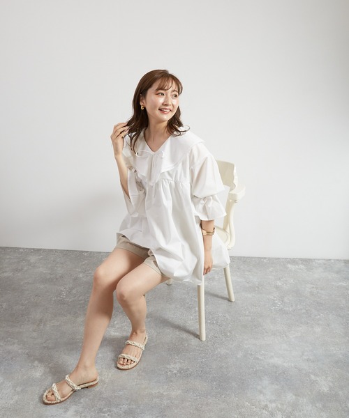 Wefst（ウェスト）の「【Wefst】T/Cブロードビッグカラーブラウス（シャツ/ブラウス・レディース・ブラック/オフホワイト/ライトベージュ・FREE）」の19枚目の写真