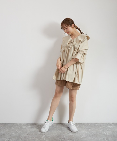 Wefst（ウェスト）の「【Wefst】T/Cブロードビッグカラーブラウス（シャツ/ブラウス・レディース・ブラック/オフホワイト/ライトベージュ・FREE）」の13枚目の写真