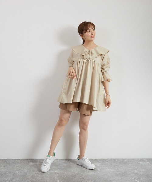 Wefst（ウェスト）の「【Wefst】T/Cブロードビッグカラーブラウス（シャツ/ブラウス・レディース・ブラック/オフホワイト/ライトベージュ・FREE）」の14枚目の写真