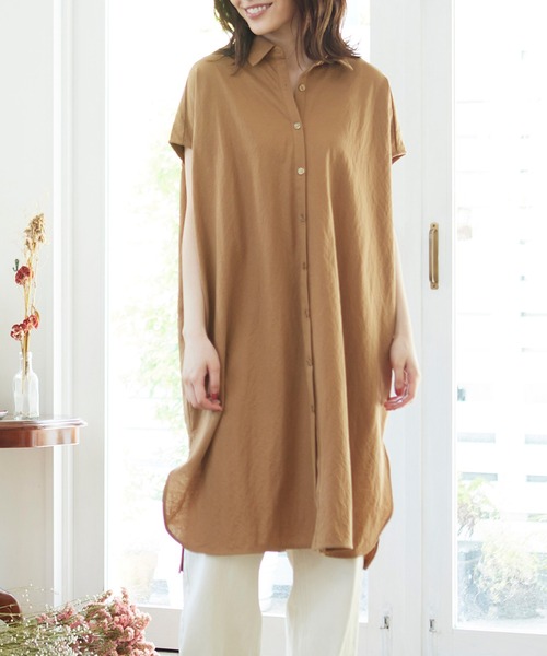 MATCH&more（マッチアンドモア）の「シャツカラー前開きワンピース（シャツワンピース・レディース・ホワイト/ベージュ/ブラウン・FREE）」の8枚目の写真
