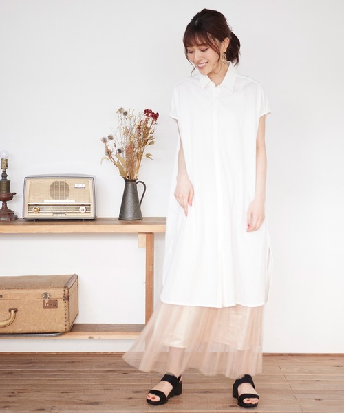 MATCH&more（マッチアンドモア）の「シャツカラー前開きワンピース（シャツワンピース・レディース・ホワイト/ベージュ/ブラウン・FREE）」の21枚目の写真
