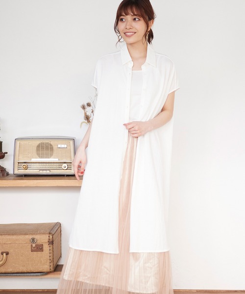 MATCH&more（マッチアンドモア）の「シャツカラー前開きワンピース（シャツワンピース・レディース・ホワイト/ベージュ/ブラウン・FREE）」の14枚目の写真