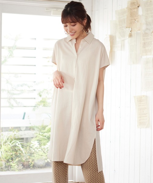MATCH&more（マッチアンドモア）の「シャツカラー前開きワンピース（シャツワンピース・レディース・ホワイト/ベージュ/ブラウン・FREE）」の22枚目の写真