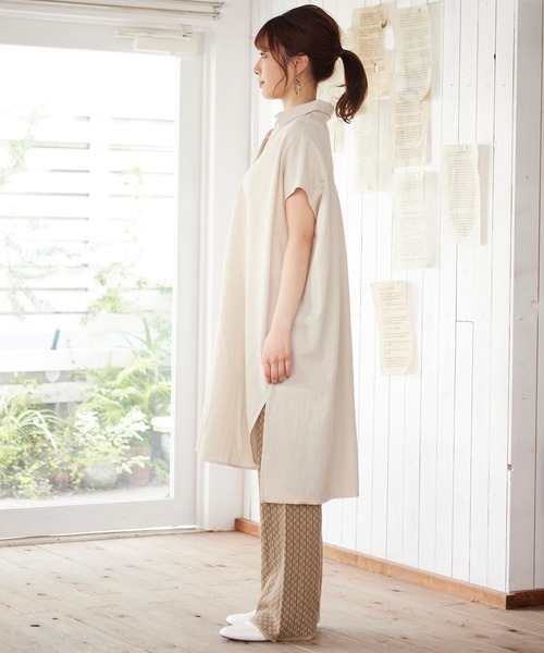 MATCH&more（マッチアンドモア）の「シャツカラー前開きワンピース（シャツワンピース・レディース・ホワイト/ベージュ/ブラウン・FREE）」の19枚目の写真