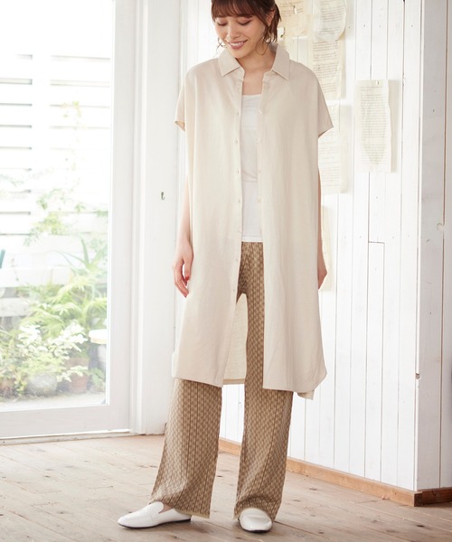 MATCH&more（マッチアンドモア）の「シャツカラー前開きワンピース（シャツワンピース・レディース・ホワイト/ベージュ/ブラウン・FREE）」の11枚目の写真