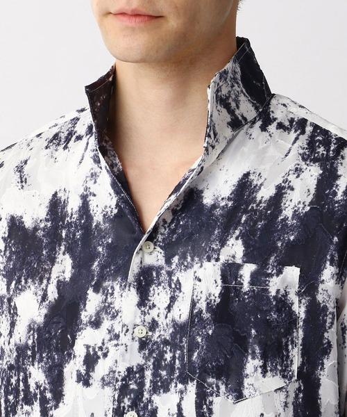 HIDEAWAYS NICOLE(ハイダウェイニコル)の「ボタニカル柄カットジャカード七分袖シャツ(シャツ/ブラウス・メンズ・ネイビー/その他1/ホワイト・X-LARGE/LARGE/MEDIUM)」の9枚目の写真