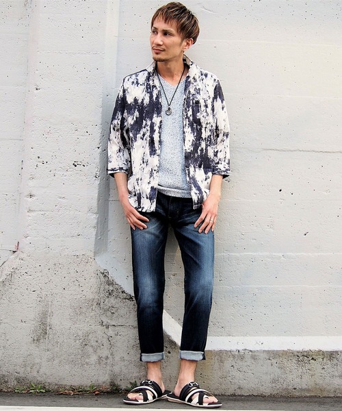 HIDEAWAYS NICOLE(ハイダウェイニコル)の「ボタニカル柄カットジャカード七分袖シャツ(シャツ/ブラウス・メンズ・ネイビー/その他1/ホワイト・X-LARGE/LARGE/MEDIUM)」の10枚目の写真