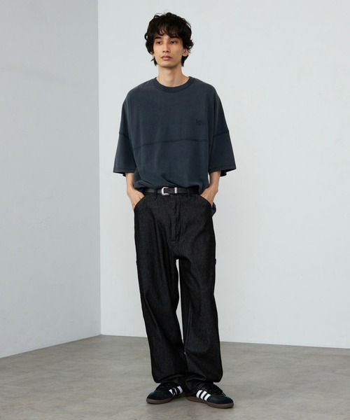 ウィローパンツ デニム ワイド ストレート 濃紺 ペインターパンツ 1 L XL 試着対象】レディ―ス ペインターワイドデニムパンツ DUNGAREES