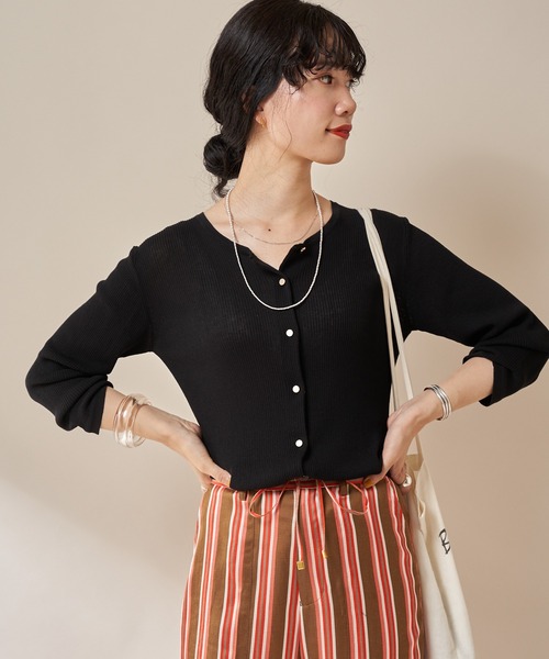 SHENERY（シーナリー）の「14Gリブカーディガン（カーディガン/ボレロ・レディース・ブラック・FREE）」の3枚目の写真