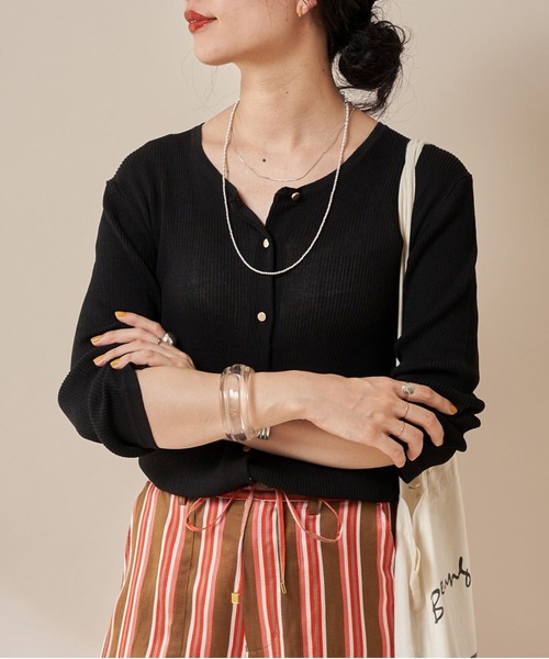 SHENERY（シーナリー）の「14Gリブカーディガン（カーディガン/ボレロ・レディース・ブラック・FREE）」の2枚目の写真