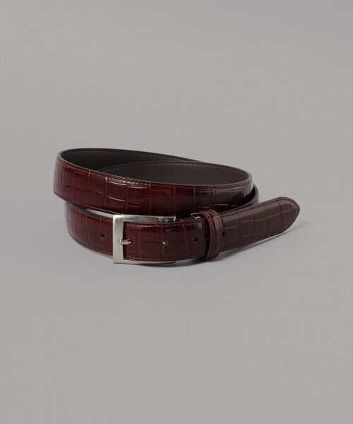 【クロコダイル型押し】ＢＥＡＭＳ　本革　高級クロコ型押しレザーベルト　正規品 BEAMS HEART BEAMS HEART Stamp Leather Belt (Fashion