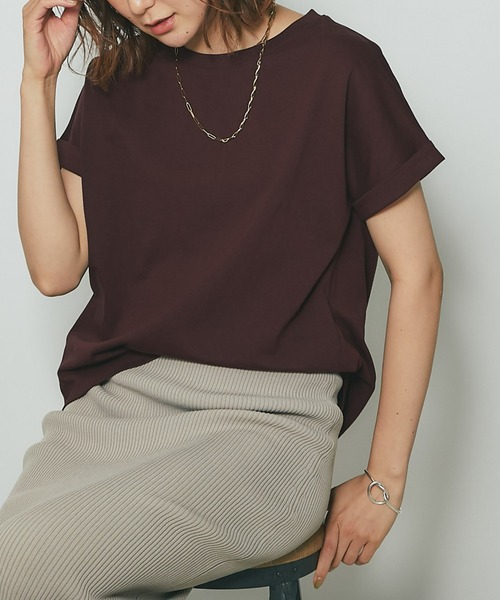 RIVE DROITE（リヴドロワ）の「ターンバックカットソー（Tシャツ/カットソー・レディース・オフホワイト/ブラック/ローズ/ボルドー/ダークグリーン/ライトベージュ・FREE）」の6枚目の写真