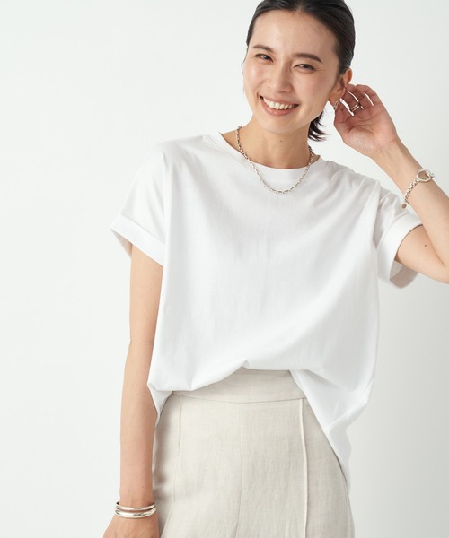 RIVE DROITE（リヴドロワ）の「ターンバックカットソー（Tシャツ/カットソー・レディース・オフホワイト/ブラック/ローズ/ボルドー/ダークグリーン/ライトベージュ・FREE）」の7枚目の写真