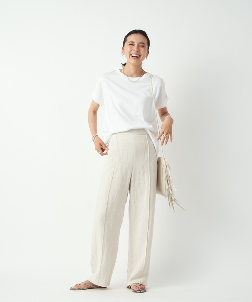 RIVE DROITE（リヴドロワ）の「ターンバックカットソー（Tシャツ/カットソー・レディース・オフホワイト/ブラック/ローズ/ボルドー/ダークグリーン/ライトベージュ・FREE）」の10枚目の写真