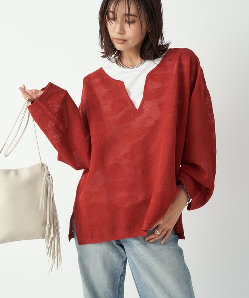 RIVE DROITE（リヴドロワ）の「ターンバックカットソー（Tシャツ/カットソー・レディース・オフホワイト/ブラック/ローズ/ボルドー/ダークグリーン/ライトベージュ・FREE）」の22枚目の写真