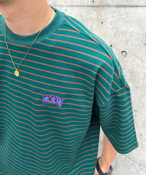 WHO'S WHO gallery（フーズフーギャラリー）の「【KOOKY'N/クーキー】KY刺繍ボーダーTEE（Tシャツ/カットソー・メンズ・ホワイト/ブラック/グリーン・FREE）」の13枚目の写真