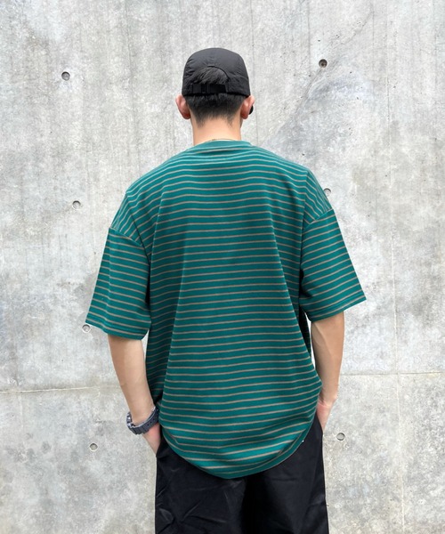 WHO'S WHO gallery（フーズフーギャラリー）の「【KOOKY'N/クーキー】KY刺繍ボーダーTEE（Tシャツ/カットソー・メンズ・ホワイト/ブラック/グリーン・FREE）」の6枚目の写真