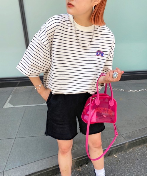 WHO'S WHO gallery（フーズフーギャラリー）の「【KOOKY'N/クーキー】KY刺繍ボーダーTEE（Tシャツ/カットソー・メンズ・ホワイト/ブラック/グリーン・FREE）」の4枚目の写真